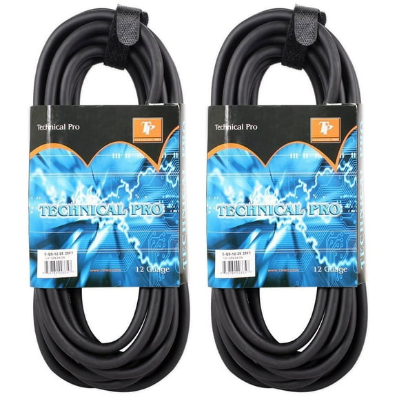 (2) Technical Pro CQS-1225 25' Ft 12 Gauge 1/4'' to Speakon Pro Speaker Cables