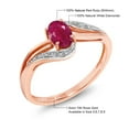 thumbnail image 5 of Gem Stone King 10K Rose Gold Red Ruby and Diamond Women's Engagement Bypass Ring (0.64 cttw, Size 9), 5 of 5