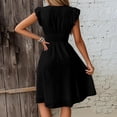 thumbnail image 3 of Womens Summer Boho Maxi Dress Casual 2026 V Neck Eyelet Dresses Flowy Vacation Beach Sundress Black 2XL, 3 of 6