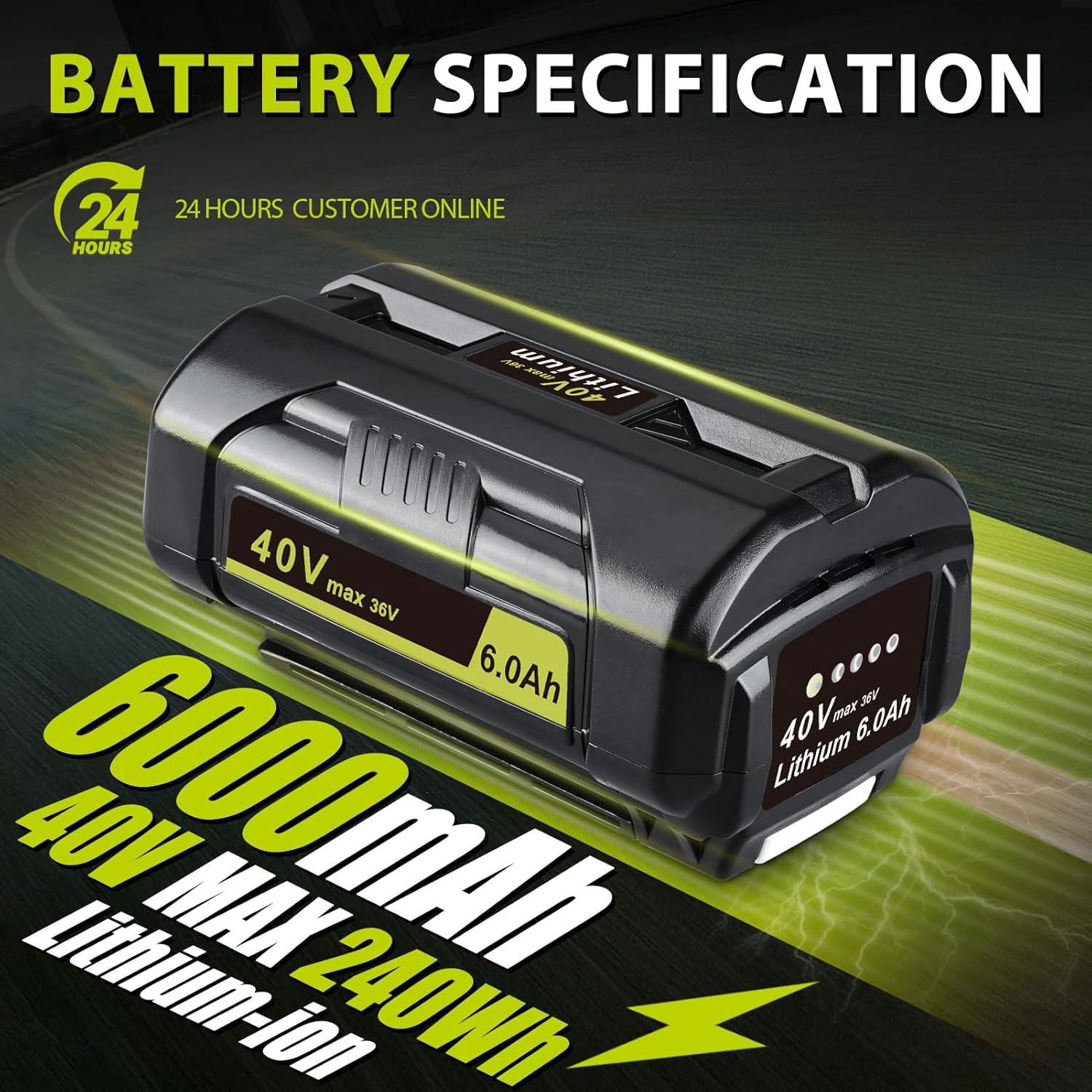 2Pack 40v 6.0Ah Replacement for Ryobi 40V Battery Compatible with Ryobi 40 Volt Battery Lithium OP4026A OP4040 OP40201 OP4050A OP4015 OP40261 OP4030 OP40401 OP4060 Power Tools