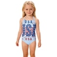 thumbnail image 2 of CCRFTGI 4th of July Girls Swimsuit Summer Beach Bathing Suit One Piece Patriotic 250 Anniversary USA Flag Swimwear Beach Adjustable Strap Girls Clothes Bathing Suits for Kids Navy 11-12 Years, 2 of 8