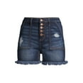 thumbnail image 6 of No Boundaries Juniors' Exposed Button Chop Pocket Mid-Rise Shorts, 6 of 6