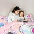 thumbnail image 5 of Manfei Girly Pink Cartoon Bedding Comforter Set, Modern Rock Music Twin Comforter Sets, Kawaii Princess Style Reversible Bedding Set, Super Cozy Room Decor, 2pcs, 5 of 8
