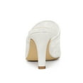 thumbnail image 2 of BLISSFUL STEP Women's Sandals Stiletto Heels Pointed Toe Lace Slide Mules White 7, 2 of 7