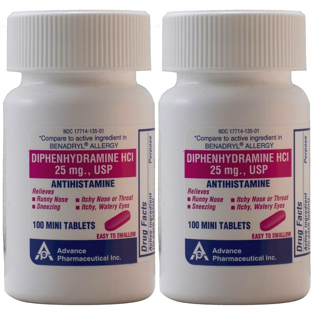 Diphenhydramine 25 mg Generic Benadryl Allergy Medicine and