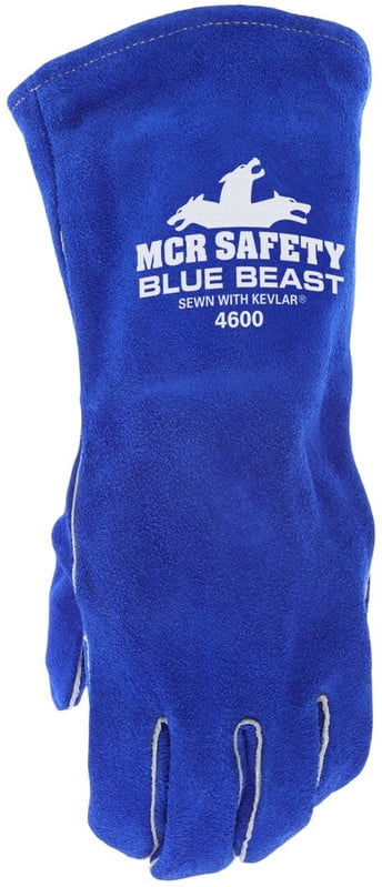 Blue Beast 4600-XL Select Side-Split Leather Welding Work Gloves, XL, Blue, Gauntlet Cuff, 1 Pair