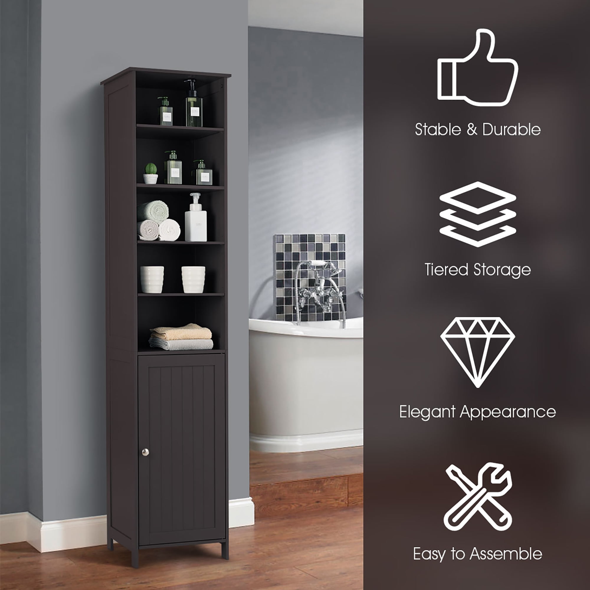 Costway 72'' Free Standing Bathroom Tall Floor Storage