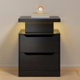 thumbnail image 3 of Lofka Modern Nightstand with Charging Station, RGB LED Light & Storage – Bedside Table with USB & AC Outlets, 2 Wooden Drawers, Multi-Color Remote Control, Easy Assembly, 3 of 11
