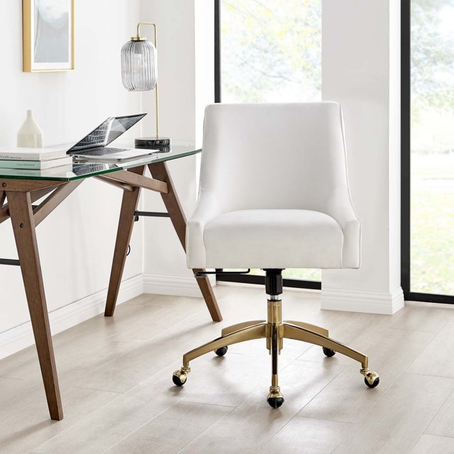 Modway Chaise de Bureau en Velours de Performance Discern, Blanc