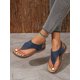 thumbnail image 2 of Women's Summer New Black Metal Buckle Flip Flops, Fashionable, Comfortable, Elegant, Casual, Beach, Wedge, Thick-Soled Sandals, Plus Size, 2 of 4