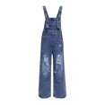 thumbnail image 4 of ABATAB Jean Overalls for Women Wide Leg Baggy Stretchy Denim Clothing Button Adjustable Strap Ripped Casual Loose Fit Overall Jumpsuit, 4 of 5