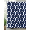 thumbnail image 2 of Dark Blue Shower Curtain, Honeycomb Hexagon Retro Geometric Waterproof Shower Curtain Set with 12 Hooks Lightweight Washable Fabric Shower Curtains for Bathroom 72x84 Inches, 2 of 6