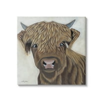 Stupell Industries Brown Cattle Farm Animal Portrait Painting Gallery Wrapped Canvas Print Wall Art, Design by Ashley Justice
