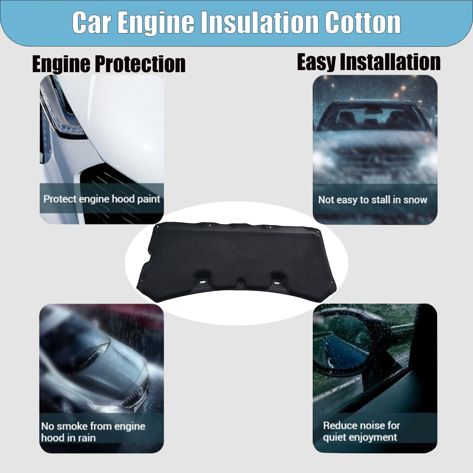 Car Engine Insulation Cotton, Front Engine Hood Sound Heat Insulation Cotton For Honda Odyssey 2005-2019, Soundproof Car Accessories-09-14payment