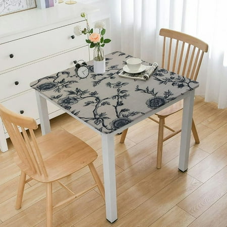 

ONETECH Pastoral Tablecloth Table Cloth Washable Table Cover with Dust-Proof Resistant for Restaurant Picnic Indoor and Outdoor Dining Floral (Dark Blue) 46*46