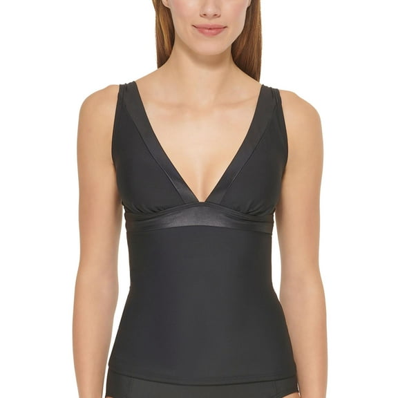 DKNY Womens Plunging Adjustable Tankini Swim Top
