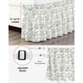 thumbnail image 3 of Green Leaf Flower Wrap Around Bed Skirts for Queen Bed 16" Drop,Bed Skirt with Adjustable Elastic Belt Dust Ruffle Bed Valance for Bedroom Hotel Vintage Farmhouse Bohemian Spring Bed Frame Cover, 3 of 7