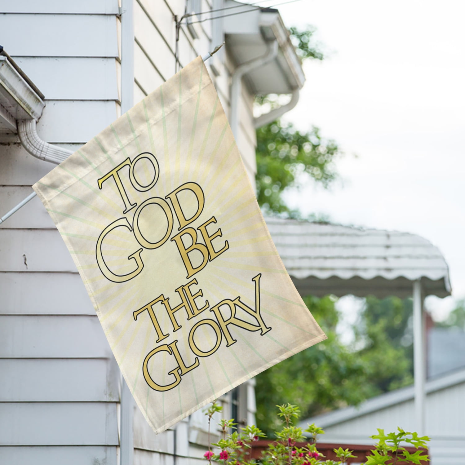 America Forever To God Be the Glory House Flag 28 x 40 inches Divine Religious Quote Faith Spiritual Inspirational Positive Double Sided Seasonal Yard Outdoor Decorative Motivational Flag