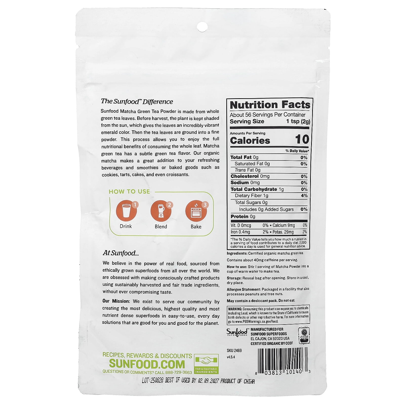 Organic Matcha Powder, 4 oz (113 g)