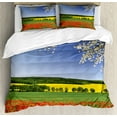 thumbnail image 1 of Flower Duvet Cover Set King Size, Poppy Field with a Spring Landscape and Blossom Tree View in Meadow Nature Image, Decorative 3 Piece Bedding Set with 2 Pillow Shams, Multicolor, by Ambesonne, 1 of 3