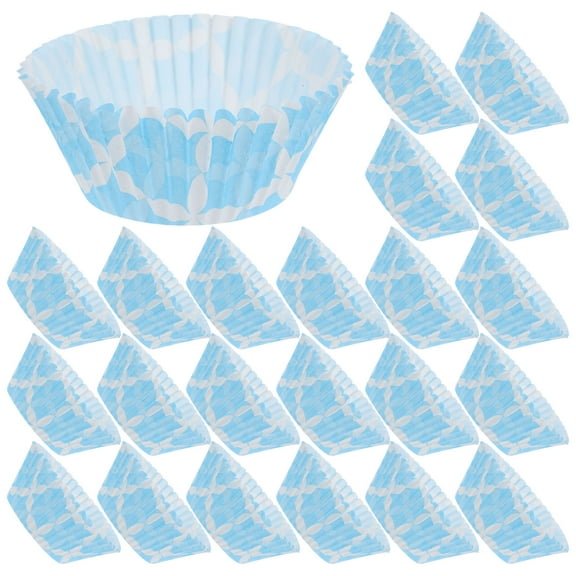 MERRYHAPY 100Pcs Blue Flower Cake Paper Cups Baking For Baby Shower And Holiday Party