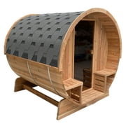ALEKO SB4CED Outdoor Rustic Cedar 3-4 Person Barrel Steam Sauna 4.5 kW UL Certified Heater