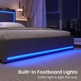 thumbnail image 2 of Amuzer King Size Bed Frame with Charging Station and Lights, Upholstered Platform Bed Frame with Drawers, Gray, 2 of 6