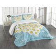 thumbnail image 3 of Ambesonne Garden Quilted Bedspread Set 3 Pcs, Heart Shaped Daisy, Queen Size, Sky Blue White, 3 of 5