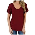 thumbnail image 3 of Women Summer Tops Womens T Shirts Short Sleeve V-Neck Shirts Cute Fit Summer Casual Tee Tops, 3 of 6