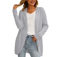thumbnail image 1 of Pockets Round Neck Outwear Open Front Warm Pullover Autumn Women Coat Solid Color Cardigan Fashion Loose Knitwear Long Cable Knitted Sweater, 1 of 7