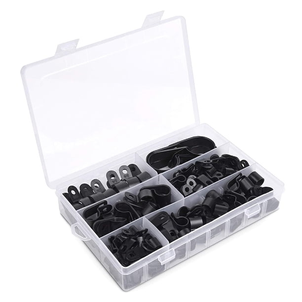 Eigraketly 200 piezas 200 piezas Clips P de plástico de nailon: para resistencia a los ácidos y a la corrosión, redondeados para proteger los Medidores de medidas dimensionales