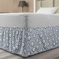 thumbnail image 1 of Narwhal Bed Skirt, Cartoon Styled Whales with Polka Dots and Hearts Background Doodle Design, Elastic Bedskirt Dust Ruffle Wrap Around for Bedding Decor, 4 Sizes, Multicolor, by Ambesonne, 1 of 2