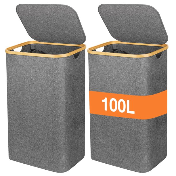 Cesto Para la Ropa con Tapa, 100L Cesto Ropa Sucia con 1 Bolsa Extraíble, Cesto de Almacenamiento de Ropa para Lavar Y Guardar Ropa, Adecuado para Baños, Salas de Estar, Dormitor