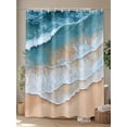 thumbnail image 4 of Abstract Beach Wave Shower Curtain, Watercolor Blue Ocean Sand Waterproof Shower Curtain Set with 12 Hooks Lightweight Washable Fabric Shower Curtains for Bathroom 72x84 Inches, 4 of 6
