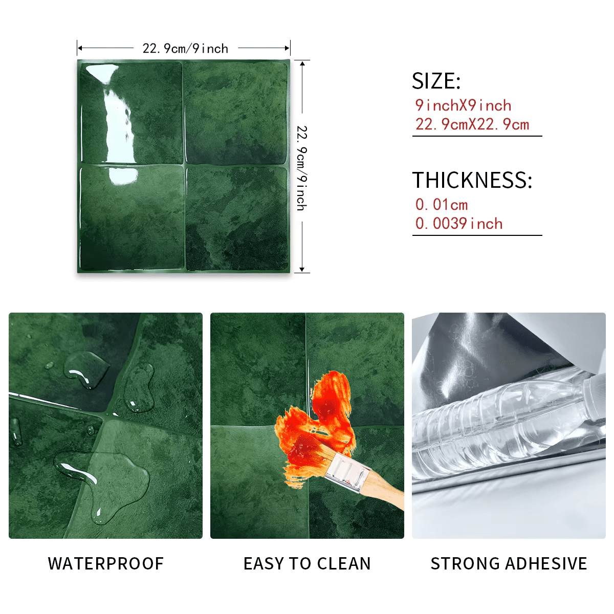 FLOLEOPA Peel and Stick Backsplash - 20 Sheets of 9" x 9" - 3D Adhesive Peel and Stick Tile Backsplash for Kitchen, Bathroom, Wall Tile