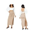 thumbnail image 3 of Women Knitted Package Hip Skirt Summer High Waist Split Skirt with Drawstring, 3 of 9