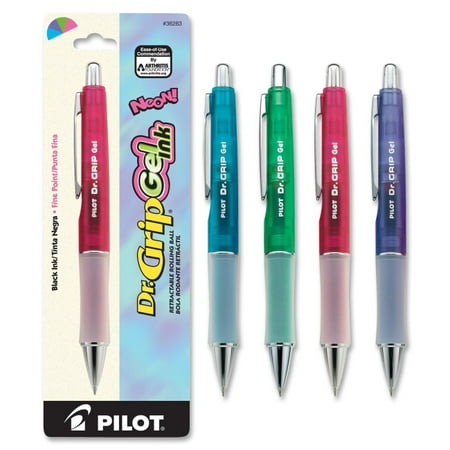 Lead Refillable Retractable Blue Barrel - Dr. Grip Retractable Gel Rollerball Pen - 0.7 mm Point Size - Refillable - Black Gel-based Ink - Assorted Barrel - 1 / Pack