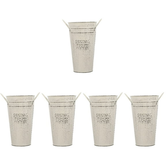 Set of 5 Flower Pot with Handle Container Pots Planter Para White