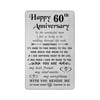 Tanwih Happy 60th Anniversary Card, 60 Wedding Anniversary Gift, Male Metal Wallet Card
