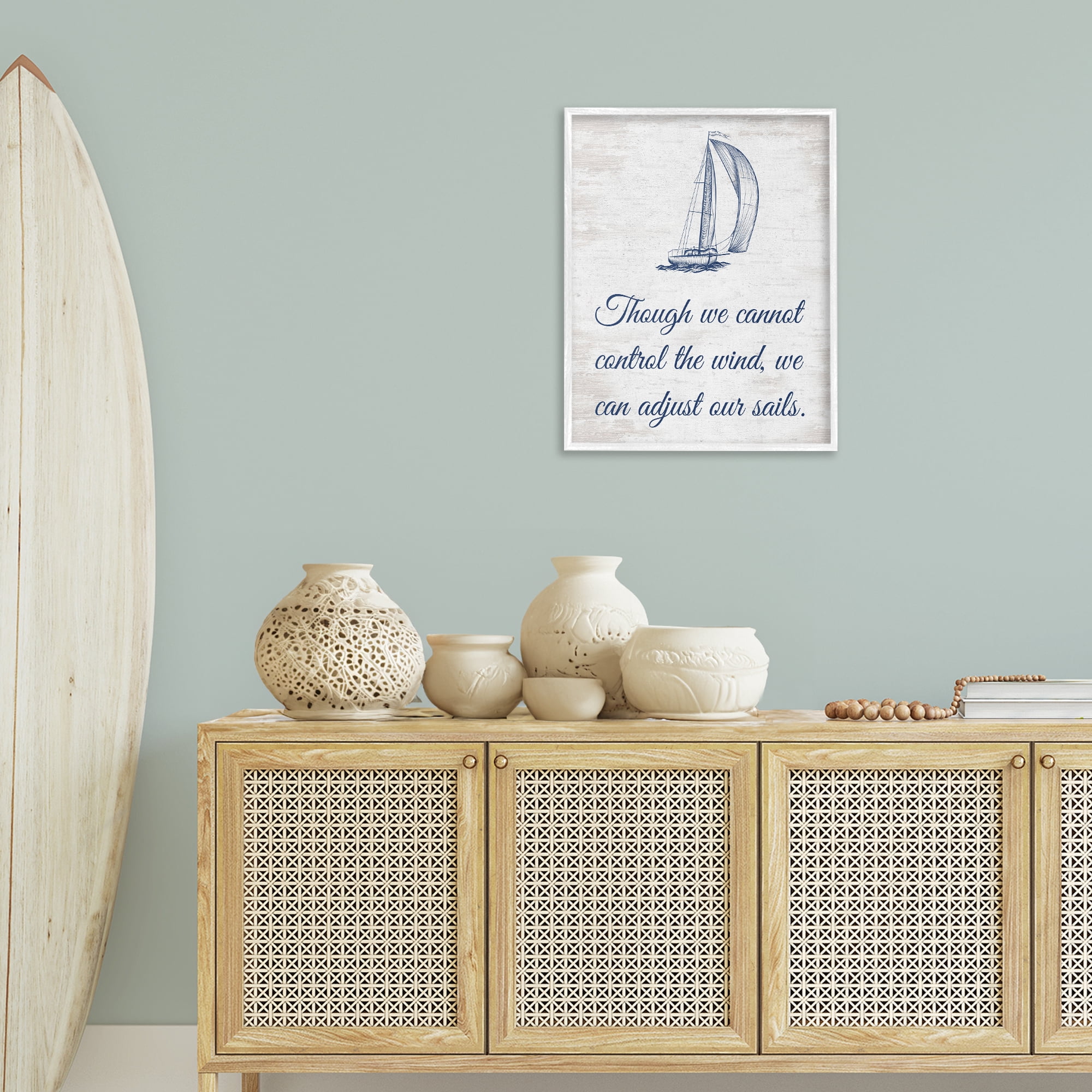Stupell Industries Adjust Our Sails Transportation Painting White Framed Art Print Wall Art, 24 x 30