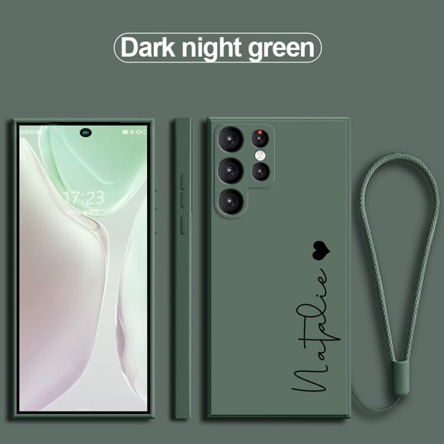 Funda de silicona líquida personalizada con nombre de corazón para Samsung Galaxy S23, S21, S20 Ultra FE, S10 Plus, S22 Ultra 5g Fivean unisex