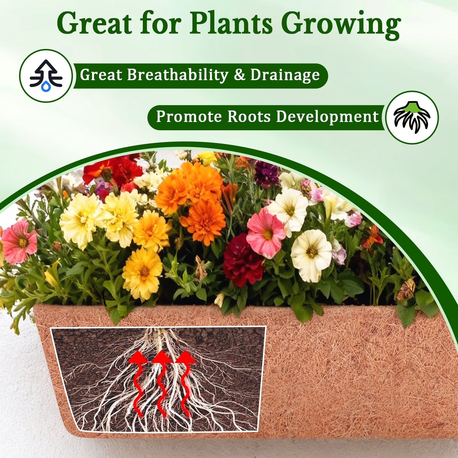 ZeeDix 2PCS 36 Inch Window Box Liners Pre-Formed Coconut Fiber Planter Liner 100% Natural Coco Fiber Liners for Planters Hanging Basket Balcony Railing and Porch