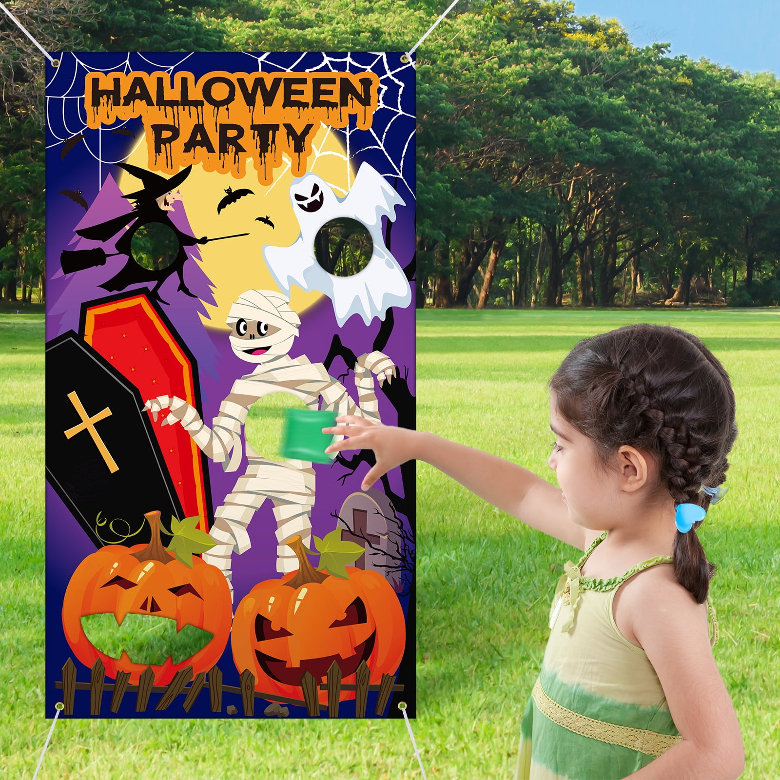 Halloween Games Pumpkin Ghost Toss Game Banner with 4 Bean Bag for Kids Adults Indoor Outdoor Halloween Party Favors Party Decorations Halloween Games Pumpkin Ghost Toss Game Banner with 4 Bean Bag for Kids Adults Indoor Outdoor Halloween Party Favors Party Decorations