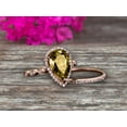 thumbnail image 2 of 2.25 Carat 10k Rose Gold 8x5mm Pear Shape Champagne Diamond Moissanite Engagement Ring Set Marquise Band Milgrain Art Deco With HALO Ring, 2 of 5
