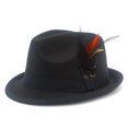 thumbnail image 1 of Unisex Top Wool Bowler Hat With Satin Lined Sizes S To Xl Purple L, 1 of 4