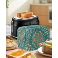 thumbnail image 4 of Green Boho Toaster Cover 2 Slice, Small Kitchen Appliance Covers, Shabby Vintage Ethnic Abstract Floral Art Toaster Oven Cover with Loop, Bread Machine Cover Polyester Dust Cover Protection, 4 of 4