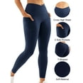 thumbnail image 2 of Hanerdun 2PCS Womens High Waist Yoga Leggings with 2 Pockets Workout Running Pants Activewear Black/Navy Blue M, 2 of 6