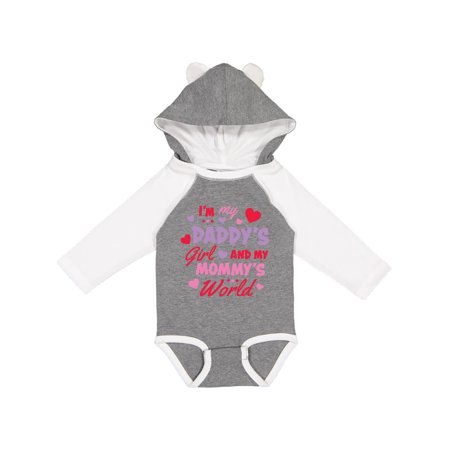 

Inktastic Valentine s Day I m My Daddy s Girl and My Mommy s World Gift Baby Girl Long Sleeve Bodysuit