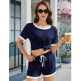 thumbnail image 2 of Colorblock Short-Sleeved Suit Navy Blue M, 2 of 6
