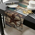 thumbnail image 3 of Western Texas Stars Cotton Linen Table Runner 18 x 72 inch Teal Brwon Vintage Wooden Plank Non-slip Rectangular Dining Table Decor for Wedding Party Holiday Dinner, 3 of 8